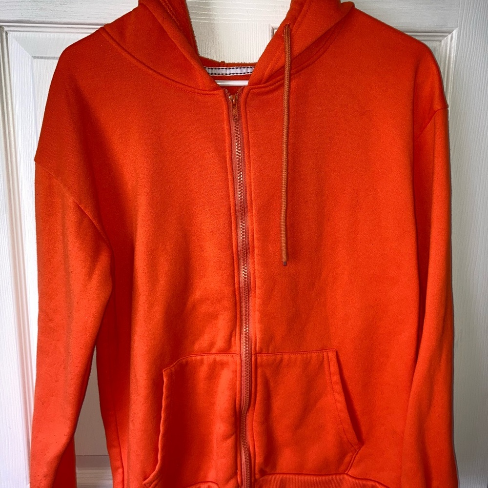 SHEIN Orange Zip Up Hoodie